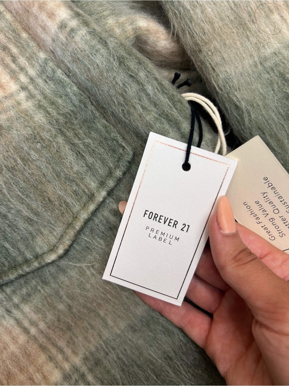 Forever 21 Plaid Shacket in Sage Green and Cream - Picture 6 of 10